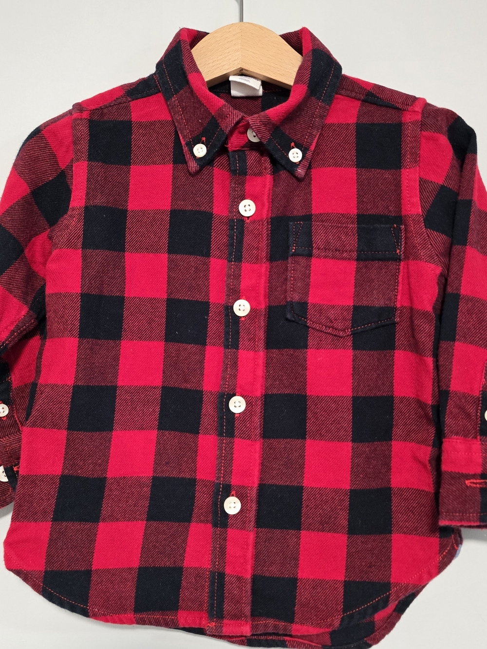 GAP Red and Black Plaid Button-Up Shirt